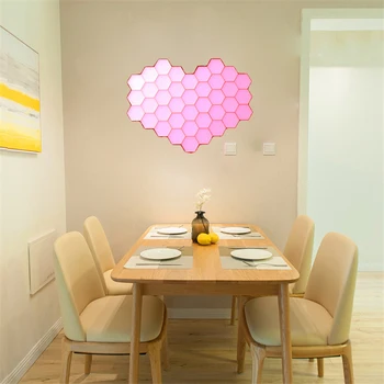 

Nordic Remote Colorful Night Light Running lamp Modern Modular Hexagonal LED Color changing Lighting Indoor Livingroom Bedroom