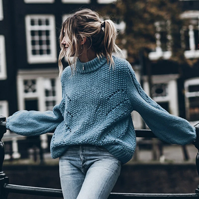 Осень длинный рукав полый пуловер женский s зима вязаный женский вязаный свитер пуловер Женская Повседневная Свободная джемпер pull femme