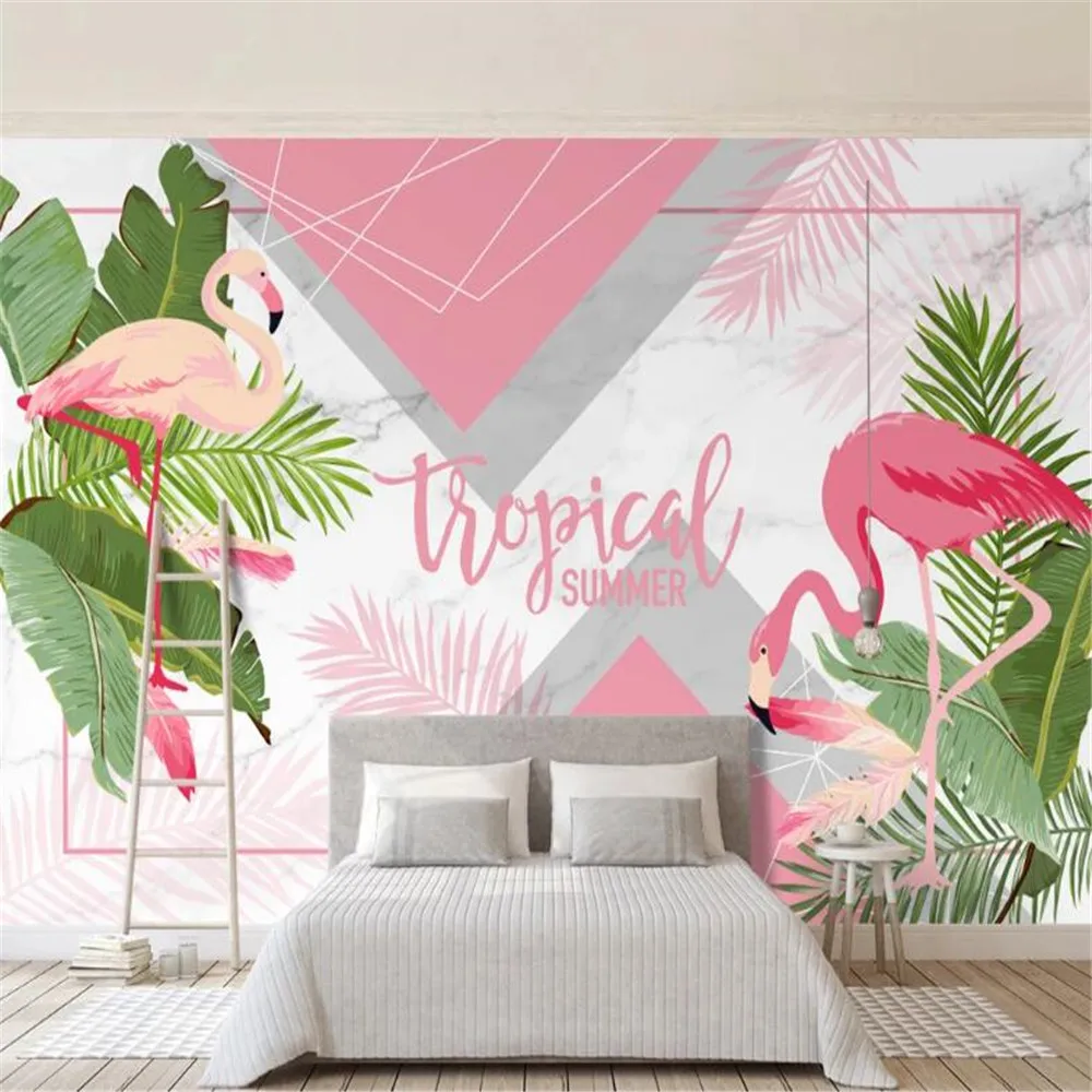 Milofi custom wallpaper mural Nordic modern minimalist flamingo geometric marble pattern mural background wall milofi custom 3d geometric architectural lines large tv bedroom background wallpaper mural