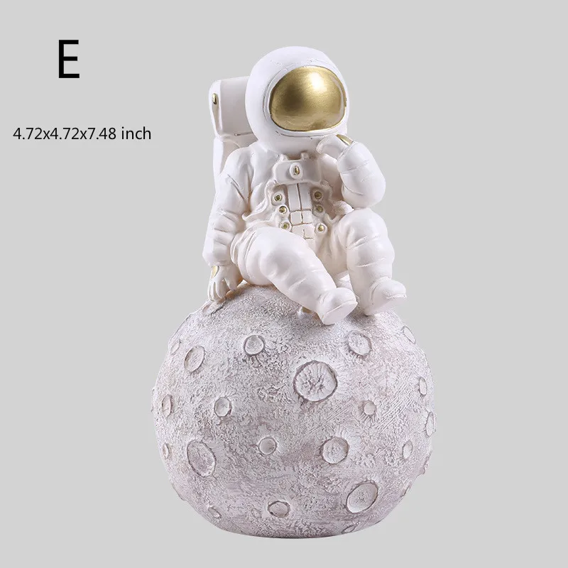 E 12x12x19cm Статуэтка космонавта, украшение из смолы для гостиной, офиса, украшения дома, аксессуары - Цвет: E 12x12x19cm