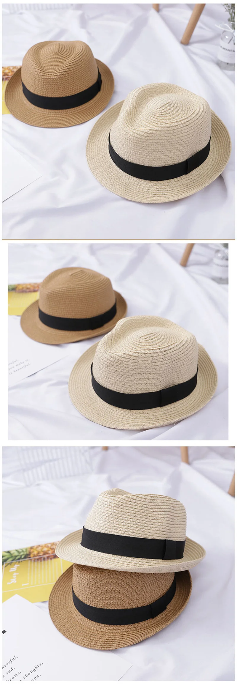 Модная летняя соломенная шляпа для мамы и ребенка, фетровая шляпа в стиле джаз, детская Регулируемая пляжная Детская кепка для мальчиков и