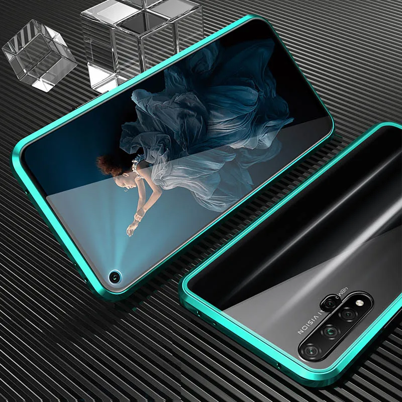 Магнитный адсорбционный чехол для телефона huawei Honor 20 Pro, закаленное стекло, передняя и задняя стеклянная крышка, металлический чехол для huawei Honor 20i