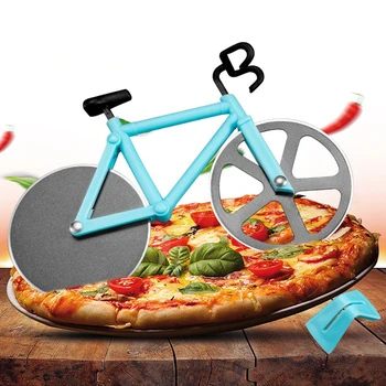 

New Stainless Steel Pizza Knife Two-wheel Bicycle Shape Pizza Cutting Knife Bike Round Pizza Cutter Knives Pizza Tool