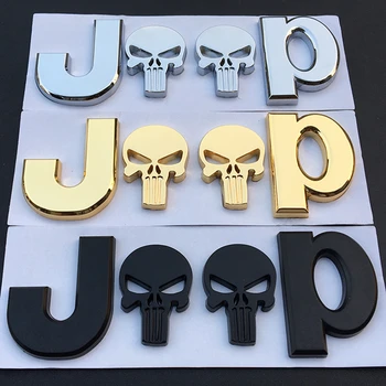 

3D Metal Stickers Skull Logo Emblem Badge Car Decoration Accessories For Jeep Wrangler Grand Cherokee Patriot Compass Renegade