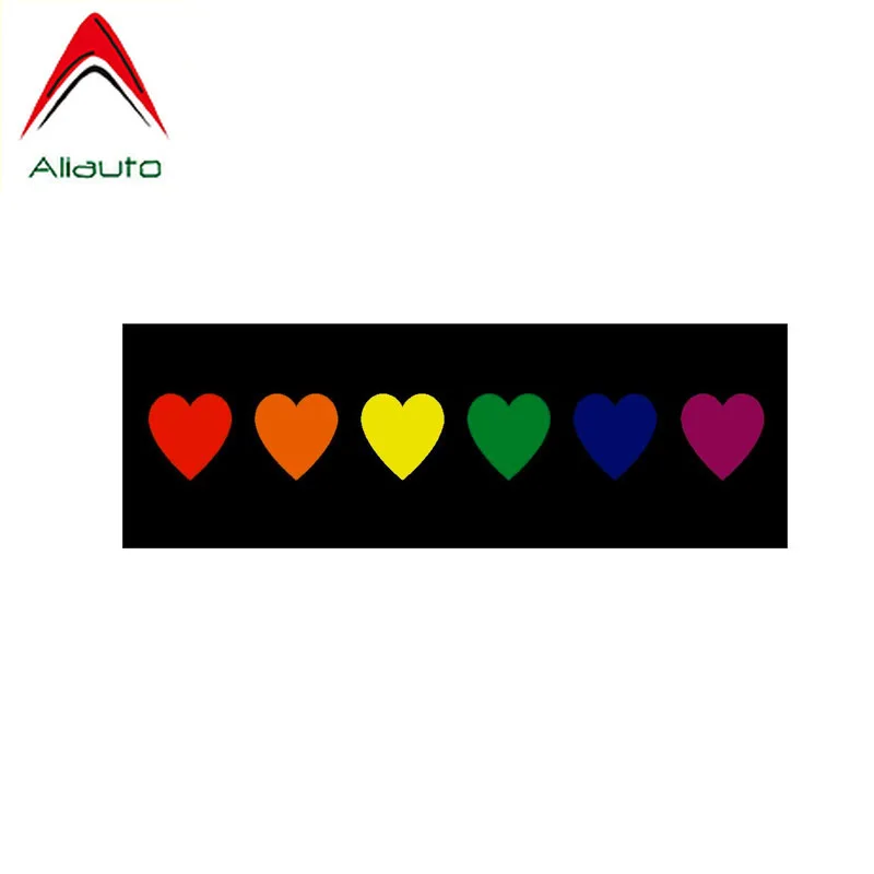 Aliauto Fashion Car Sticker Rainbow Hearts Gay Accessories Personality PVC Decal for Ford Focus Chevrolet Suzuki Smart 5cm*15cm |