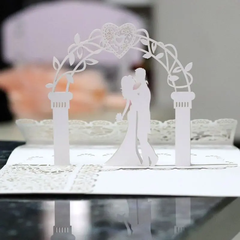 10 шт 3D Европейский Стиль Свадебные Пригласительные открытки с конвертом наборы Вечерние