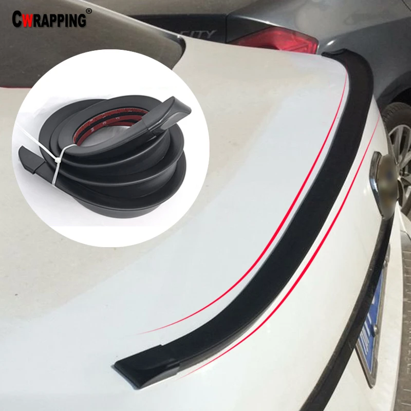 Jixing Car Rear Spoilers Universal Carbon Fiber Car PU Rear Roof Spoilers Strip Wing Lip Sticker,Black matte finish 