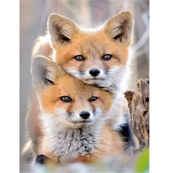 

Full Square Round Rhinestone Mosaic DIY 5D Diamond Painting Animal fox 3D embroidery Cross Stitch Home Decoration M450