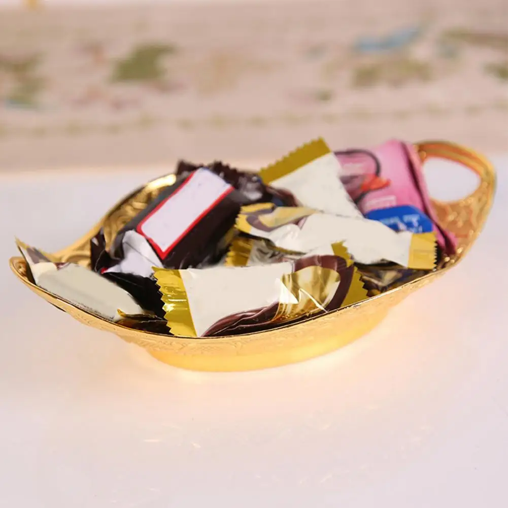 Zinc Alloy Gold Fruit Plate Clear Texture Zinc Alloy Parties Table Jewelry Earrings Necklace Dish Candy Snack Tray Home Decor