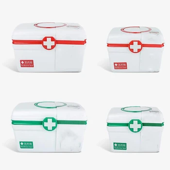 

Family Medicine Kits Bin First Aid Storage Box Plastic Box Handle Portable Storage Medicine Gathering Case Box