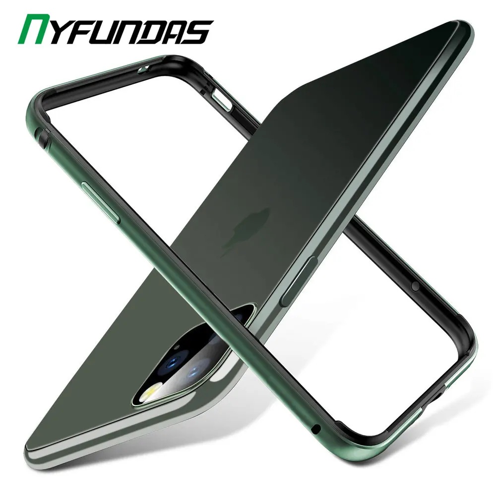 Чехол-бампер для iPhone 11 Pro Max, силиконовая металлическая Противоударная Рамка для iPhone 11 X XS XR 7 8 Plus, зеленые роскошные аксессуары для телефонов - Цвет: Зеленый