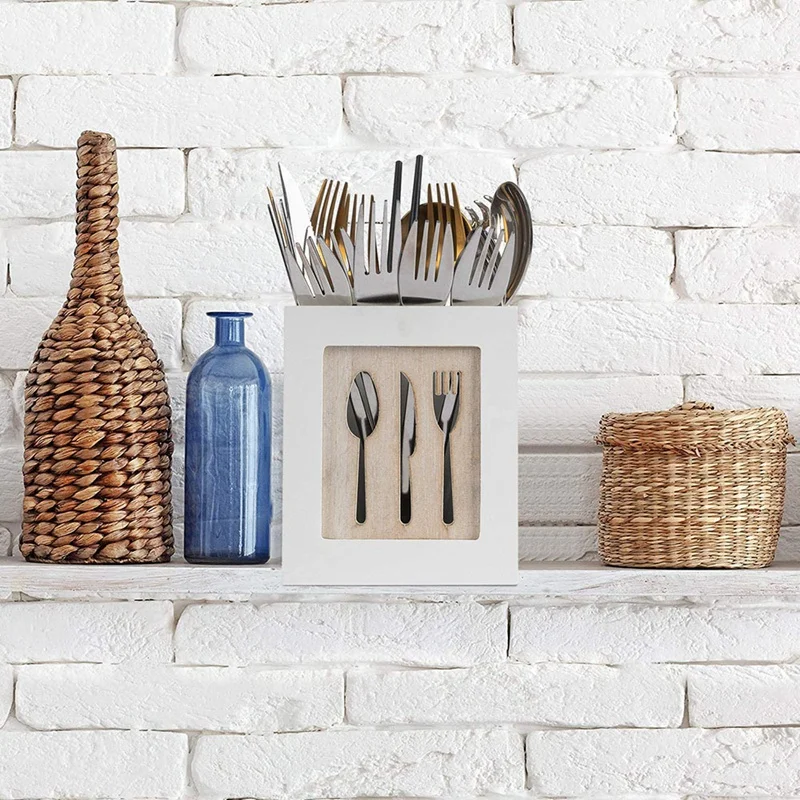 Portautensili in legno Posate Cucina Posate Posate Contenitore Posate Cucchiai Forchette Coltelli Bacchette Organizzatore_voghion.com
