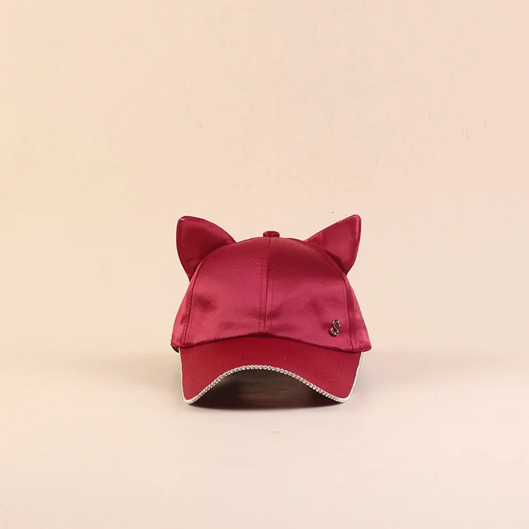 Snapback Головные уборы для мужчин и женщин новые женские кошачьи уши шелковые атласы бейсбольная кепка для отдыха регулируемая хип хоп шляпа солнцезащитная Кепка
