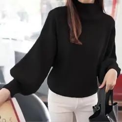 Suéter feminino de lã grossa, pulôver com mangas casuais quentes para primavera, outono e inverno 2020