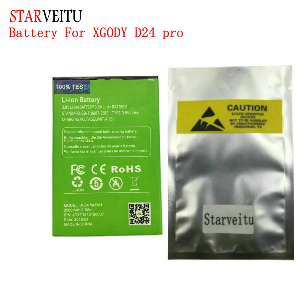 Аккумулятор Starveitu 2500 мАч для XGODY D24 Pro четырехъядерный MTK6580 2 ГБ 16 5 дюйма