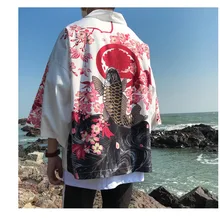 Кимоно мужской кардиган японская рубашка традиционное японское кимоно халат юката пляжное кимоно Солнцезащитная одежда для мужчин размера плюс