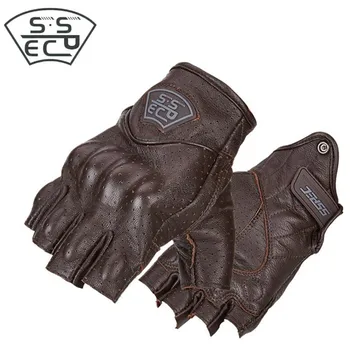 

SSPEC Half Finger Motorcycle Gloves Breathable Moto Gloves Gant Moto Guantes Wear Resistant Motorbike Riding Racing Gloves Brown