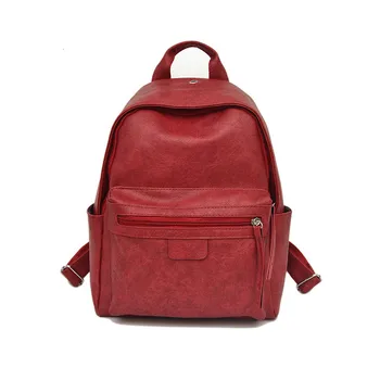

Famous Brand Backpack Women Backpacks Solid Vintage Girls School Bags for Girls Black PU Leather Women Backpack