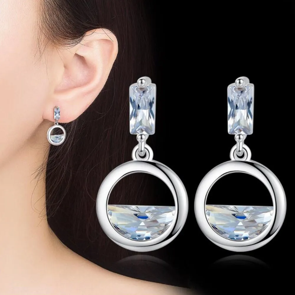 

NEHZY 925 Sterling Silver Stud Earrings High Quality Retro Simple Cubic Zirconia Round Hollow Popular Silver Earring Jewelry