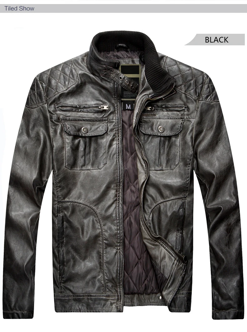 Мужские кожаные куртки и пальто мужская кожаная одежда Повседневная модная мотоциклетная куртка зимнее пальто с хлопковой подкладкой для мужчин 1220
