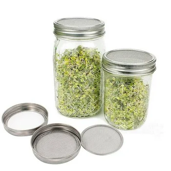 

1 PCS Seed Sprouter Germination Cover Kit Sprouting Mason Jars with Stainless Steel Strainer Lids Stainless Steel Germinator Set