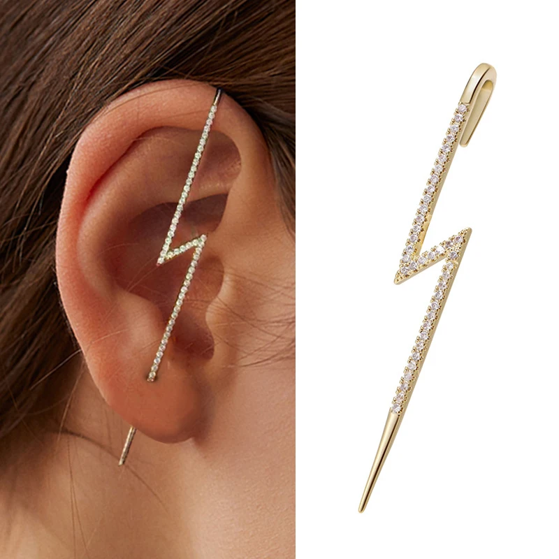 Long Earrings Golden Earrings KSRA Bohemian Gold Color Earrings For Women Ear Wrap Crawler Hook Earring Zirconia Climber