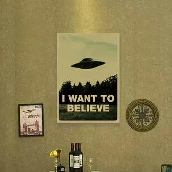 

HOT Vintage Classic Movie The Poster I Want To Believe Poster Bar Home Decor Kraft Paper Painting Wall Sticker 51.5X36cm