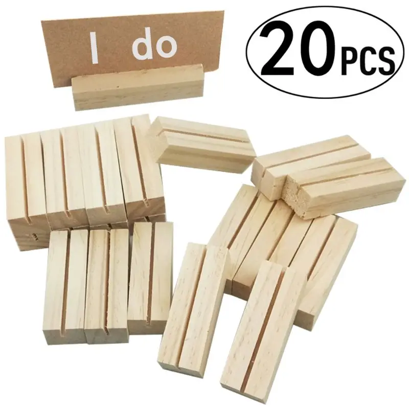 Photo Organizer Tabletop Photo Holder Wooden Block Display Stand Picture Holder for Table Natural Wood Photo Holder