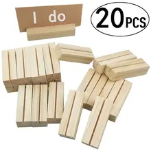  20pcs Natural Wood Name Memo Clips Photo Holder Clamp Business Card Stand Desktop Message Organizer 