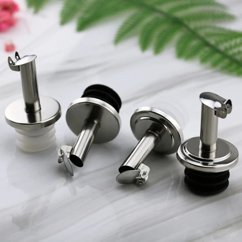 

Stainless Steel Oil Bottle Stopper Black Cap Home Kitchen Oil Bottle Stopper Wine Bottle Pourer With Small Tube Seal Cover DIY