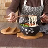 Japanese Bowl Instant Noodles Tableware Dining Room Tableware Salad Ceramic Bowl Bring Wooden Spoon Wooden Chopstick 3