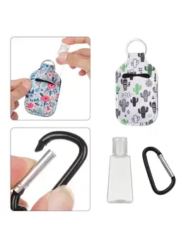 

3 Sets 30ml Portable Refillable Clear Empty Bottle with Keychain Holder Carriers Hand Sanitizer Flip Cap Container