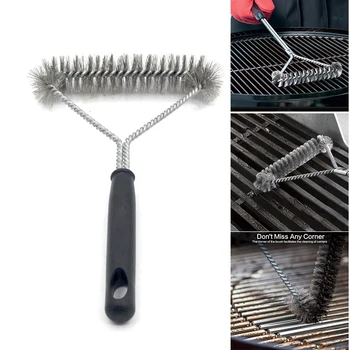 

Newl 11/12 Inch BBQ Cleaning Brush Stainless Steel Barbecue Grill Cleaner Kitchen Cooking Tools Supplies BBQ Accessories
