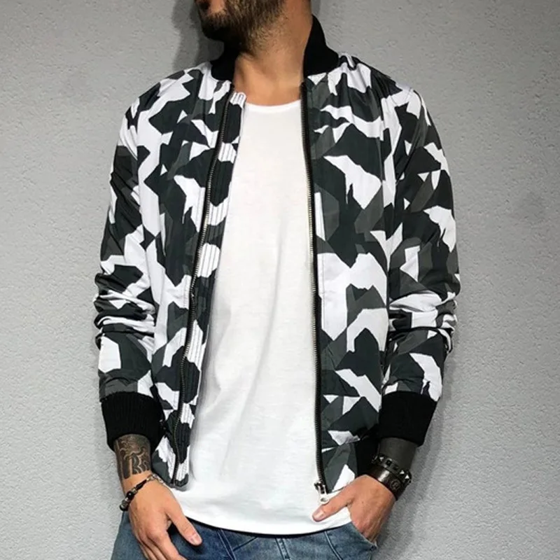 Новая мужская повседневная камуфляжная куртка Тренч непромокаемый ZipperCardigan верхняя одежда бомбер бейсбольные Топы весенне-осенняя одежда