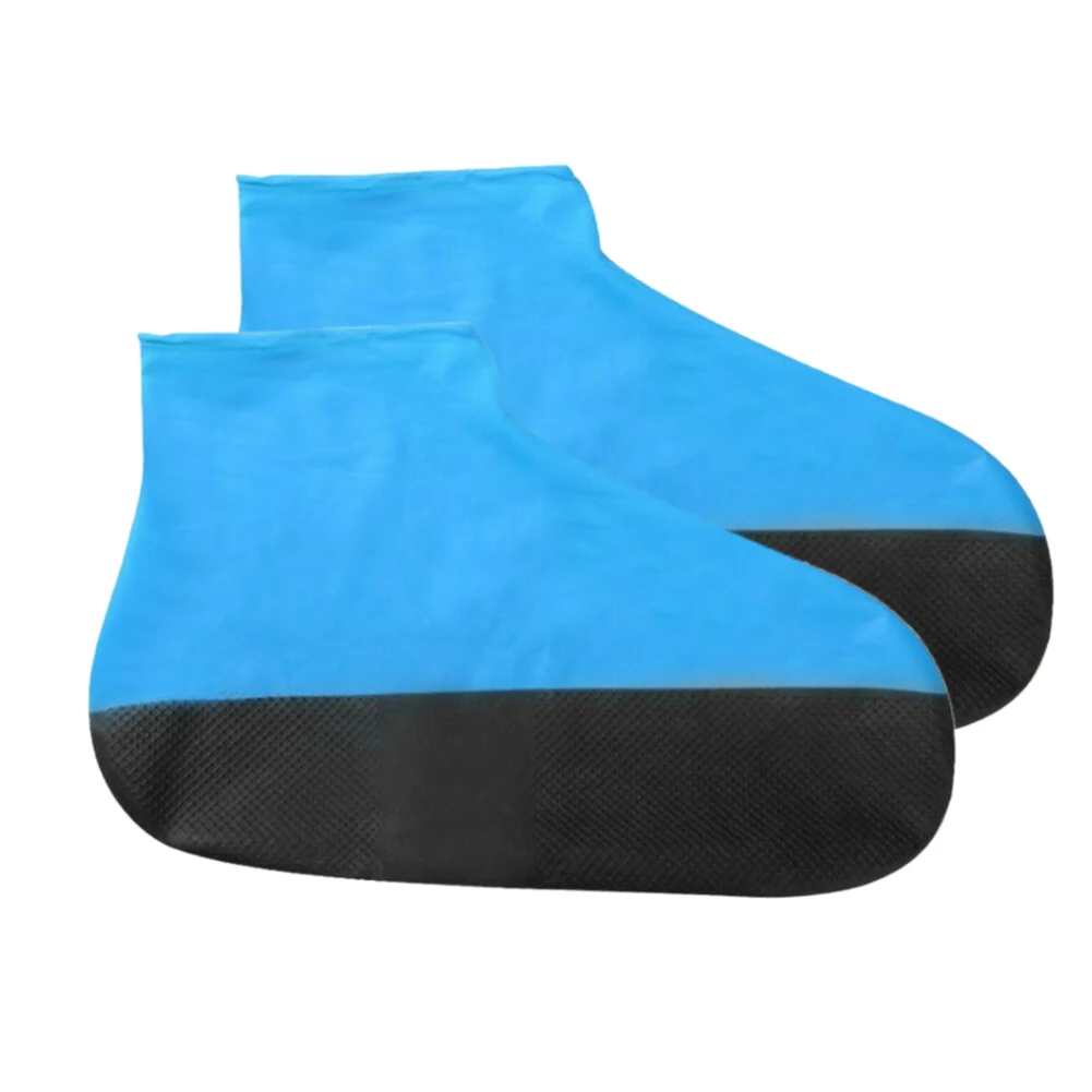 1 пара эластичных чехлов для обуви, эмульсия, Аксессуары для ног, водонепроницаемые, для путешествий, толстая подошва, многоразовые, портативные, защитные, против дождя - Цвет: Blue black M