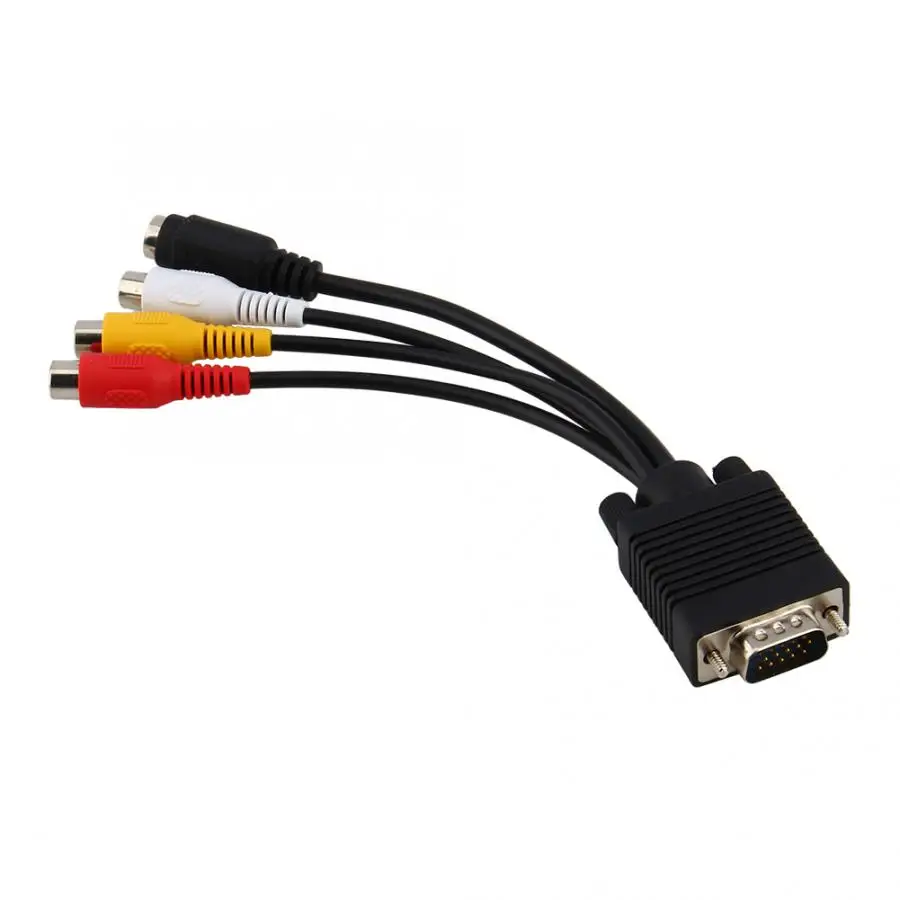 Кабель VGA SVGA-S-Video 3 RCA AV преобразователь для ТВ-адаптера соединительный спиральный