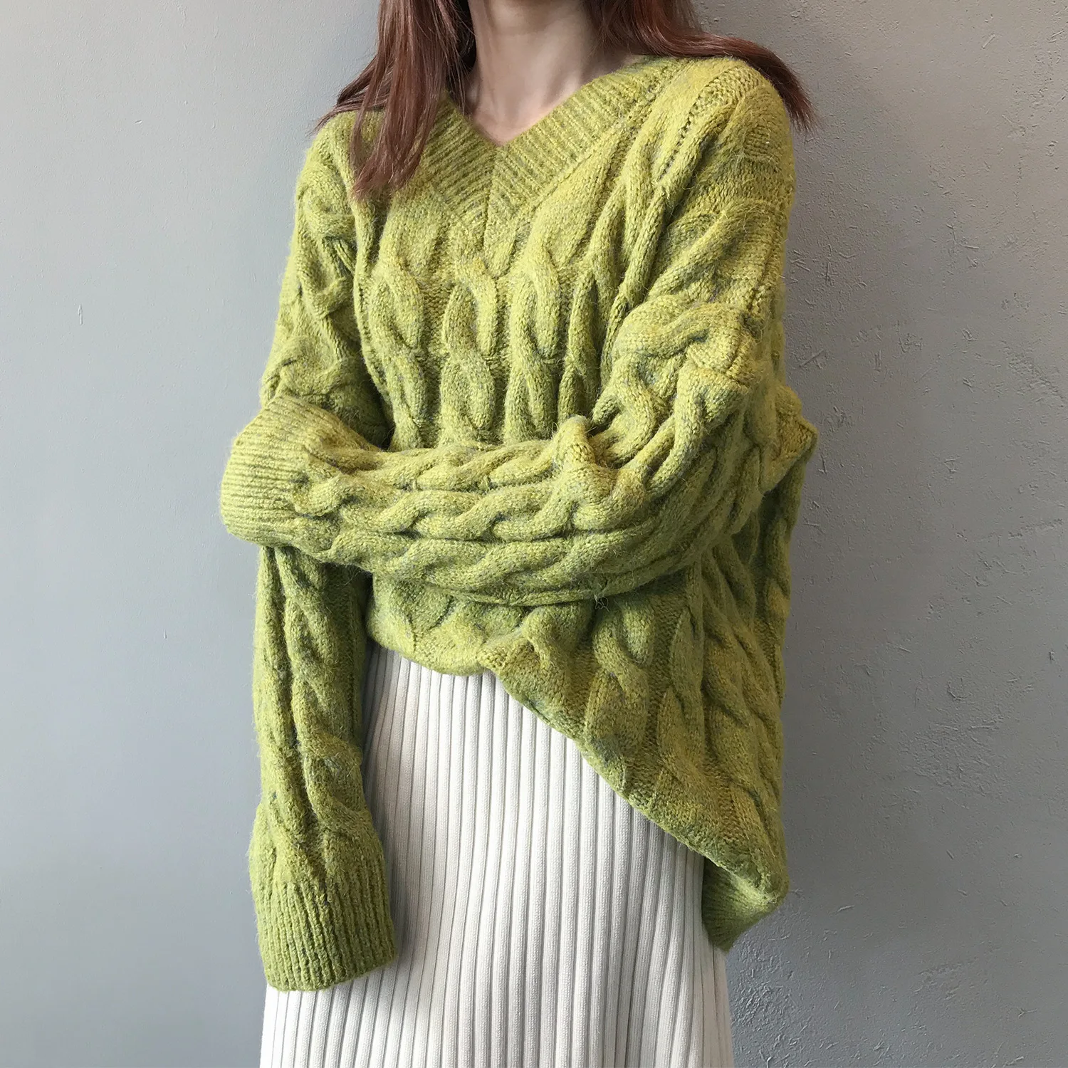 HXJJP Fall/winter New Loose Women's Sweater Turtleneck Lazy Wind Rough Twist Knitted Pullovers Female P1973