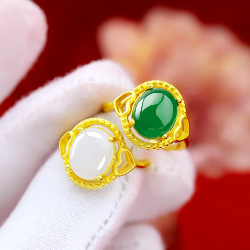 Женское золотое кольцо 14K с натуральным Изумрудным драгоценным камнем ювелирное