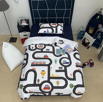

Cute City Track Classic Children Series Bedding Sets Duvet/Quilt Cover with pillowcase 2/3 pcs dropship