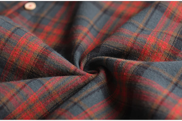 Coleção de Outono e Inverno Meados de Manga Camisa para Mulher com Camisola de Pelúcia e Cabolsa Novo Solto Casual Xadrez Comprida Botão Uma 12 Cheap Camisa