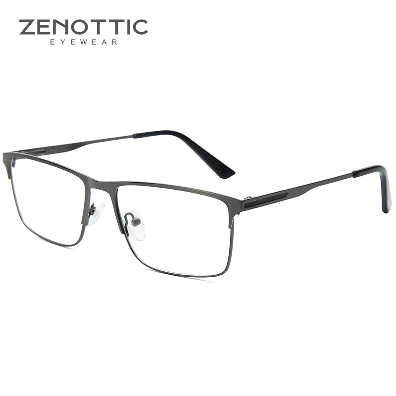 Alloy Prescription Glasses Men Square Anti Blue Light Computer Eyeglasses Myopia Photochromic Eyewear ZENOTTIC myopia eyeglasses