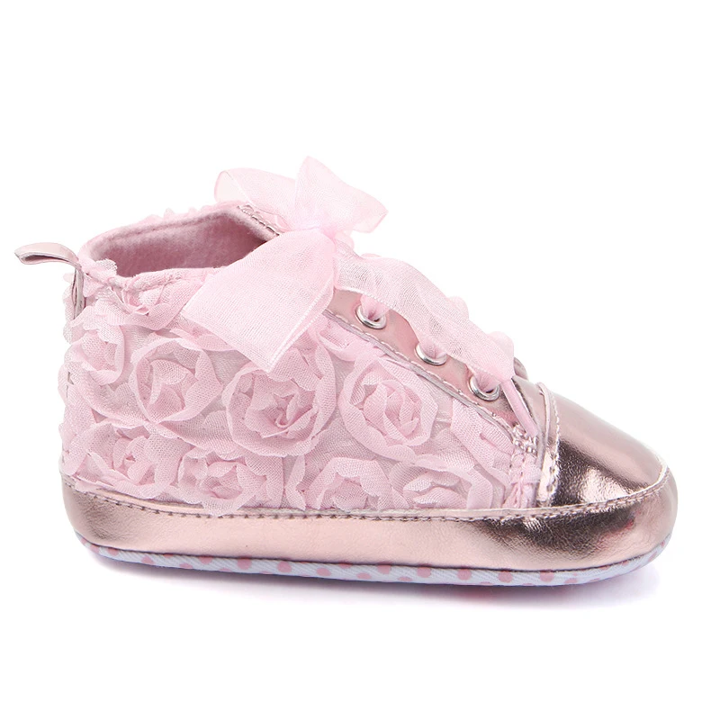 От 0 до 18 месяцев; обувь для новорожденных девочек; для малышей; мягкие пинетки для новорождённых; цвет розовый, золотой; детские пинетки