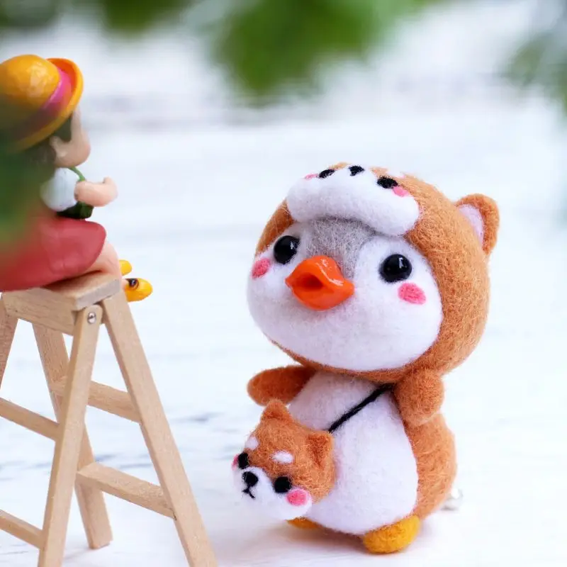 OOTDTY Пингвин собака шерсть фетр ремесло DIY незавершенный тыкать набор для рукоделия материал сумка