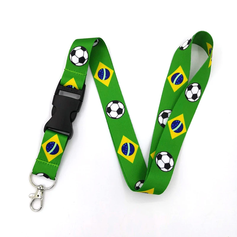 

10pcs/lot Brazil flag football vintage 90s women Neck Lanyard keychain Phone Strap ID Badge Holder Rope KeyChain Keyring cosplay