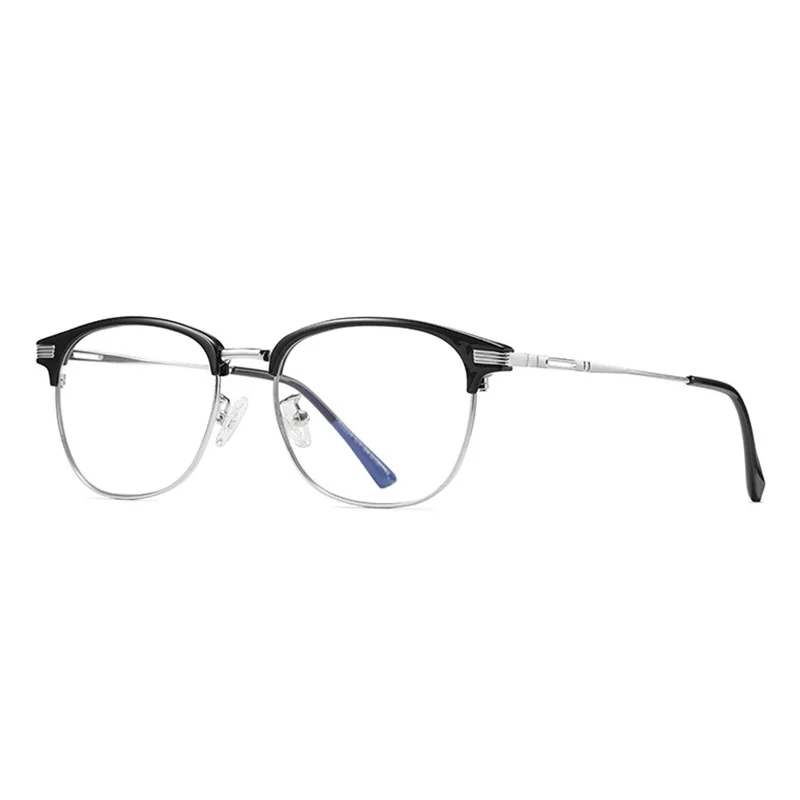 Black Silver RBENN Blue Light Blocking Glasses Women Men Anti Eye Strain Headache Computer Glasses Anti Blue Rays Gaming Eyewear UV400 - Цвет оправы: Black Silver