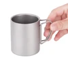 Lixada Camping Titanium Mug Double Wall Titanium Mug Outdoor Picnic Cookware Coffee Water Mug with Foldable Handle 50ML-750ML 3