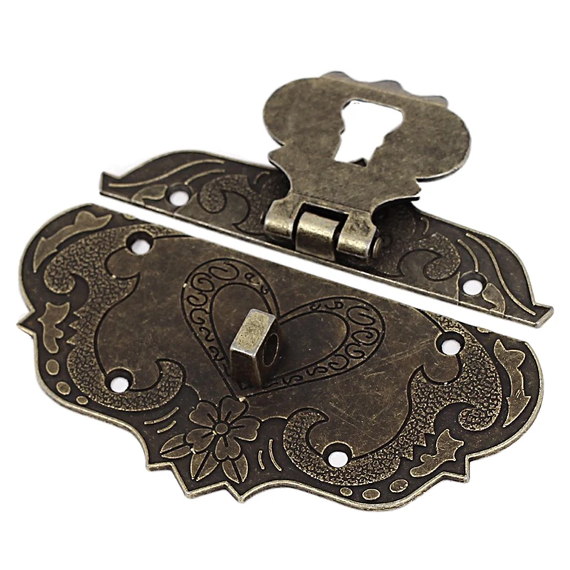 WOODEN BOX Tool case 86 mm x 65 mm Snap closure and latch, bronze-colored