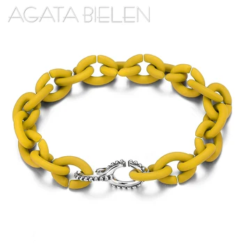 

Yellow Hard Rubber Chain Bracelets For Man Women with Hight Quality Charm Beads Fashion Jewelry Gifts
