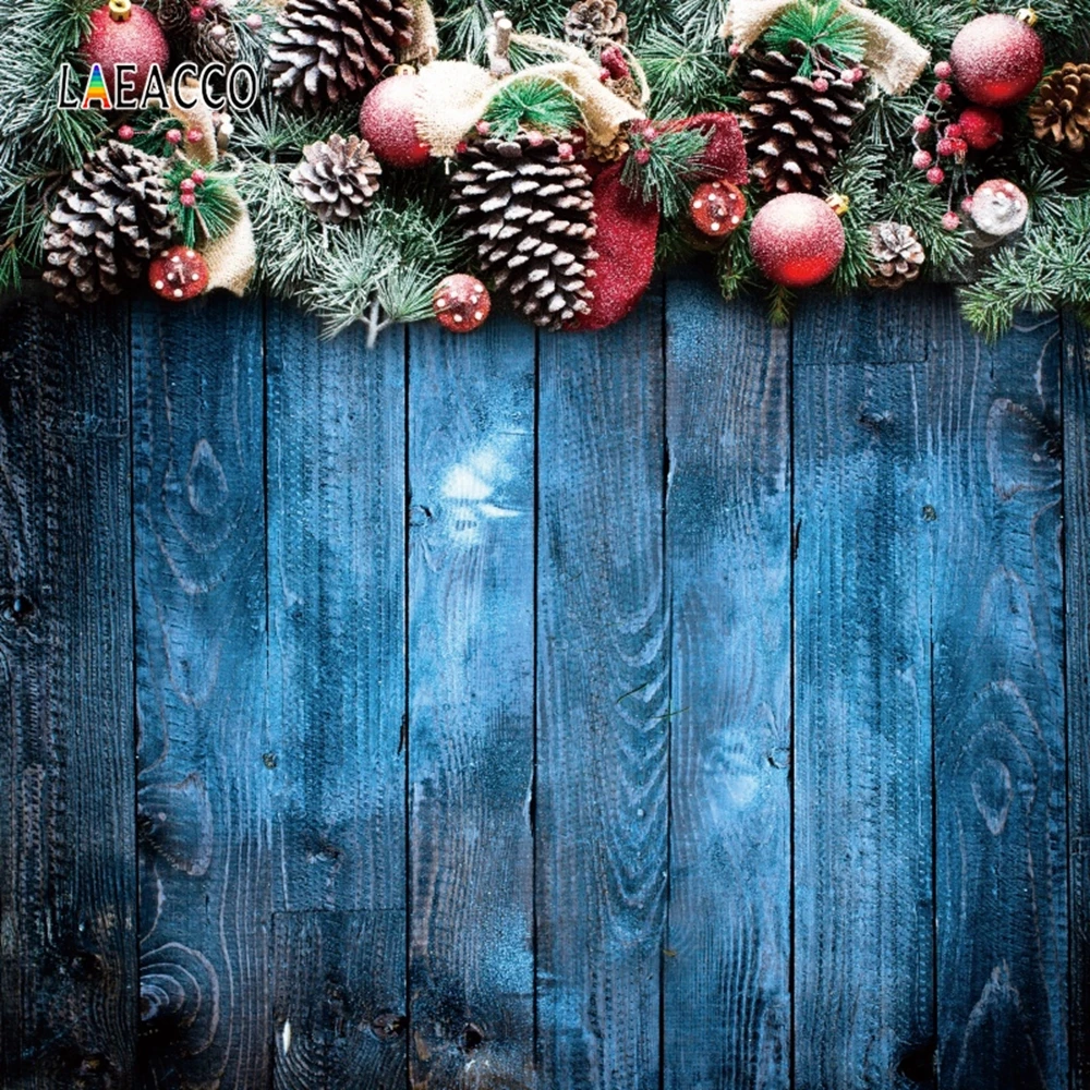 Laeacco Christmas Pine Cone Ball Tree Party Deco Baby Photography Backgrounds Customized Photographic Backdrops for Photo Studio |