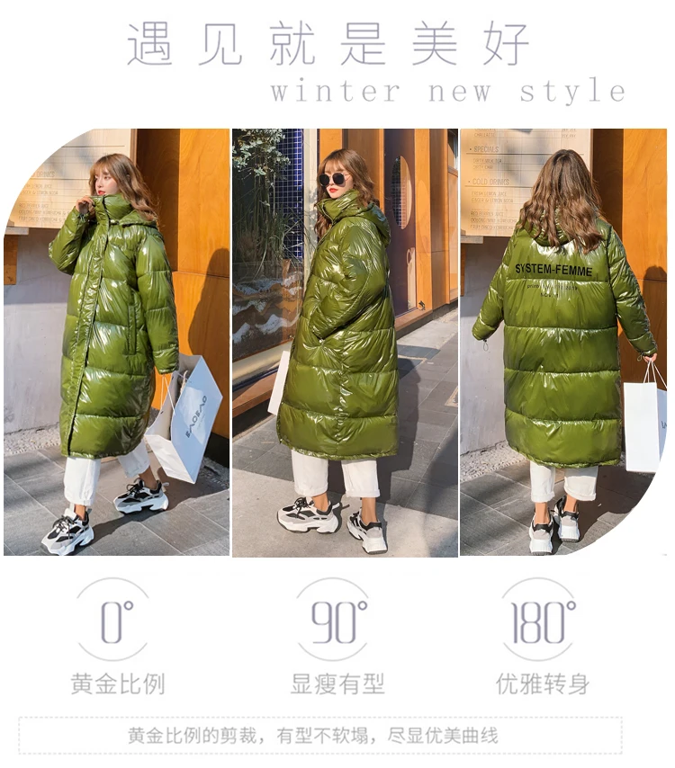 Dames Jassen зимняя куртка женская супер толстая парка Manteau Femme Hiver Hat гладкая ткань размера плюс Harajuku теплое длинное пальто